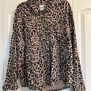 NWT Kensie Jeans Leopard Print Shacket Oversized Shirt Jacket Sz XL
